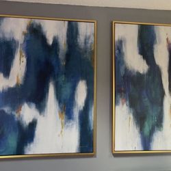 Two  Large 40x40 Abstract Framed Art Pieces