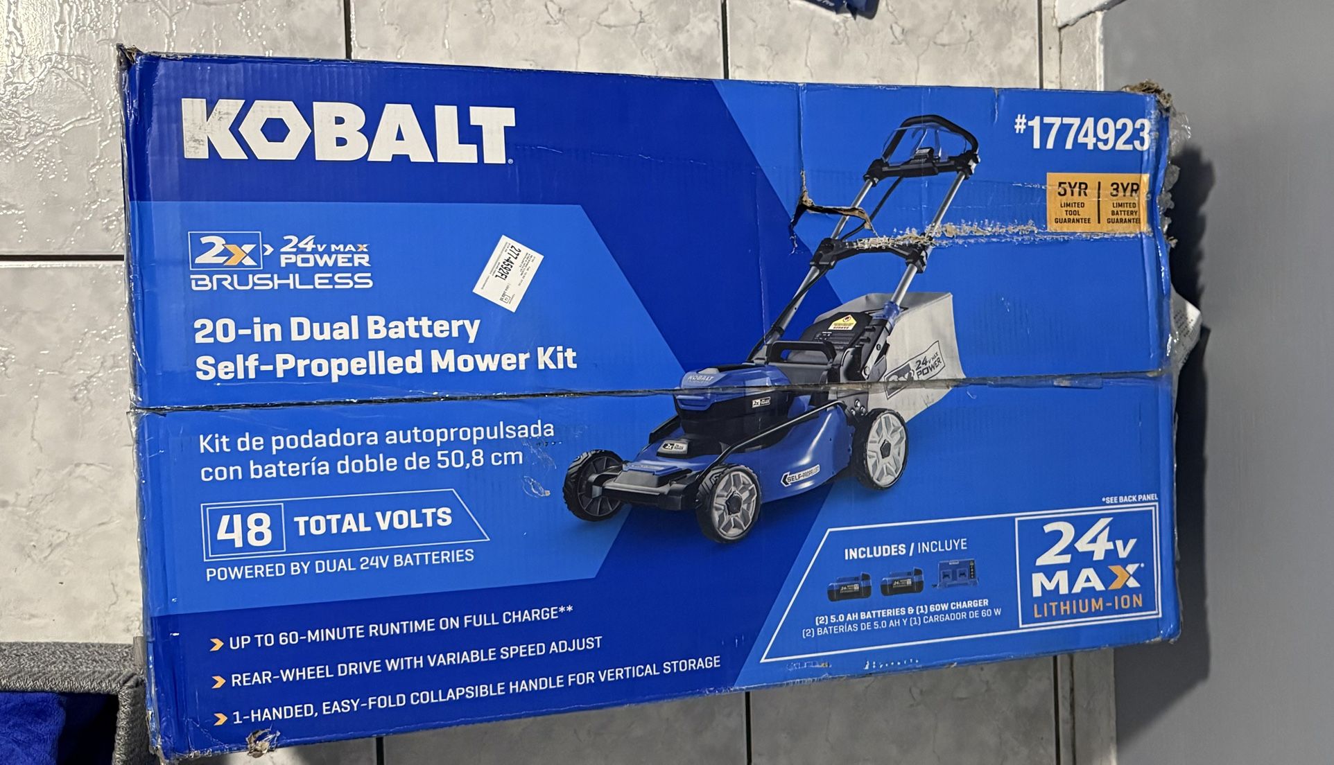Kobalt lawn Mower 2 Batteries + Charger