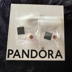 2 New Pandora Matte Pink Murano Glass Rose Gold Charms $25 Each