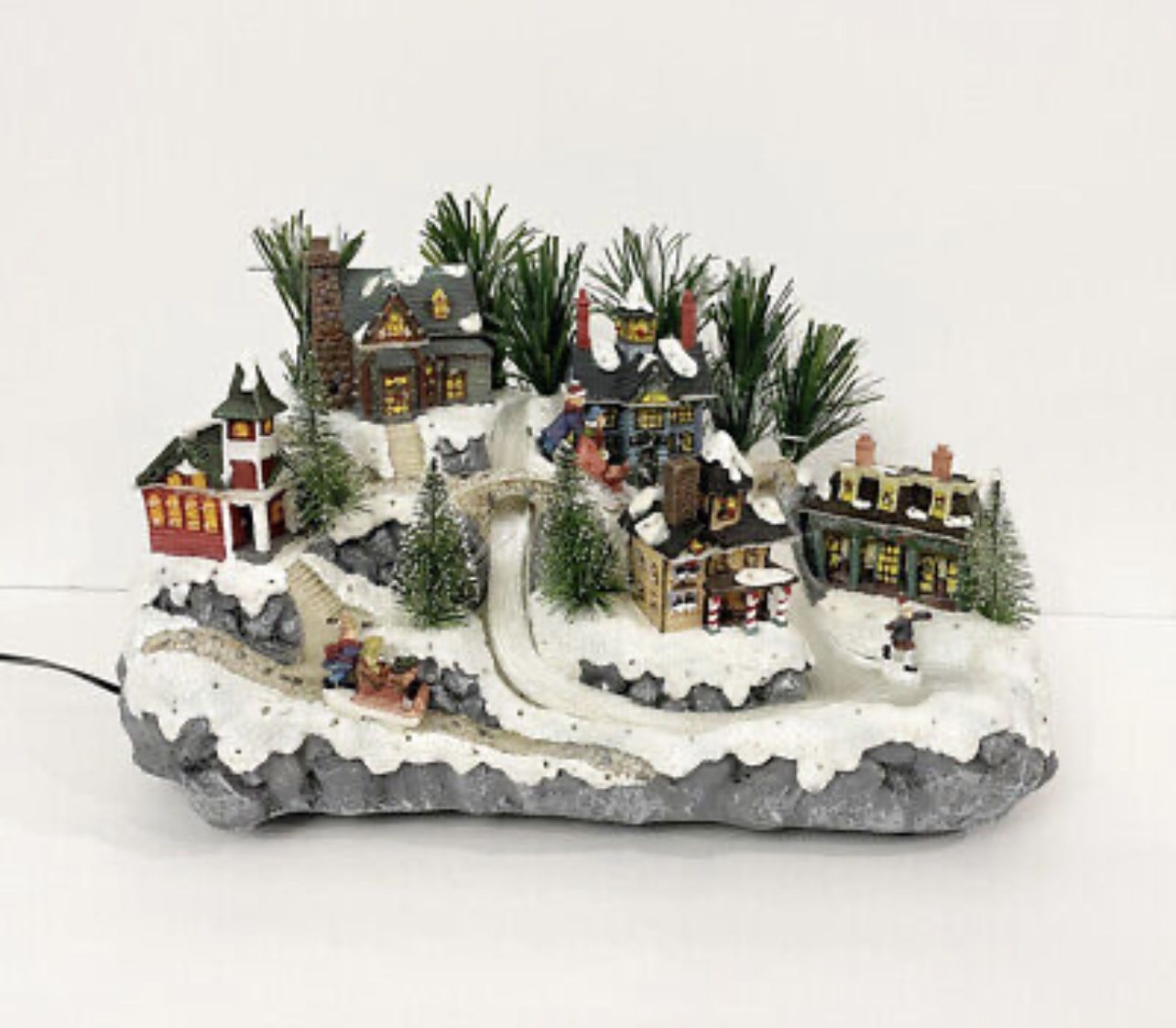 AVON Lighted Christmas Village Vintage 2003 Fiber Optic Table Top Holiday Decor