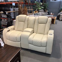 Top Grain Leather Power Recliner Loveseat - Transformer Collection 