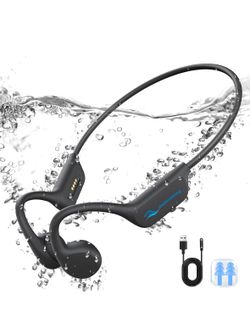 Bone Conduction Headphones, Swimming Headphones Underwater,IPX8 Waterproof Bluetooth 5.4 Open Ear Headphones with 32G MP3 Memory for Swimming,Running,