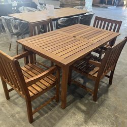 BRAND NEW OPEN BOX Rectangular Outdoor Dining Set – 100% FSC Solid Wood | HEAVY DUTY All-Weather | CLOSEOUT DEAL | DELIVERY AVAILABLE