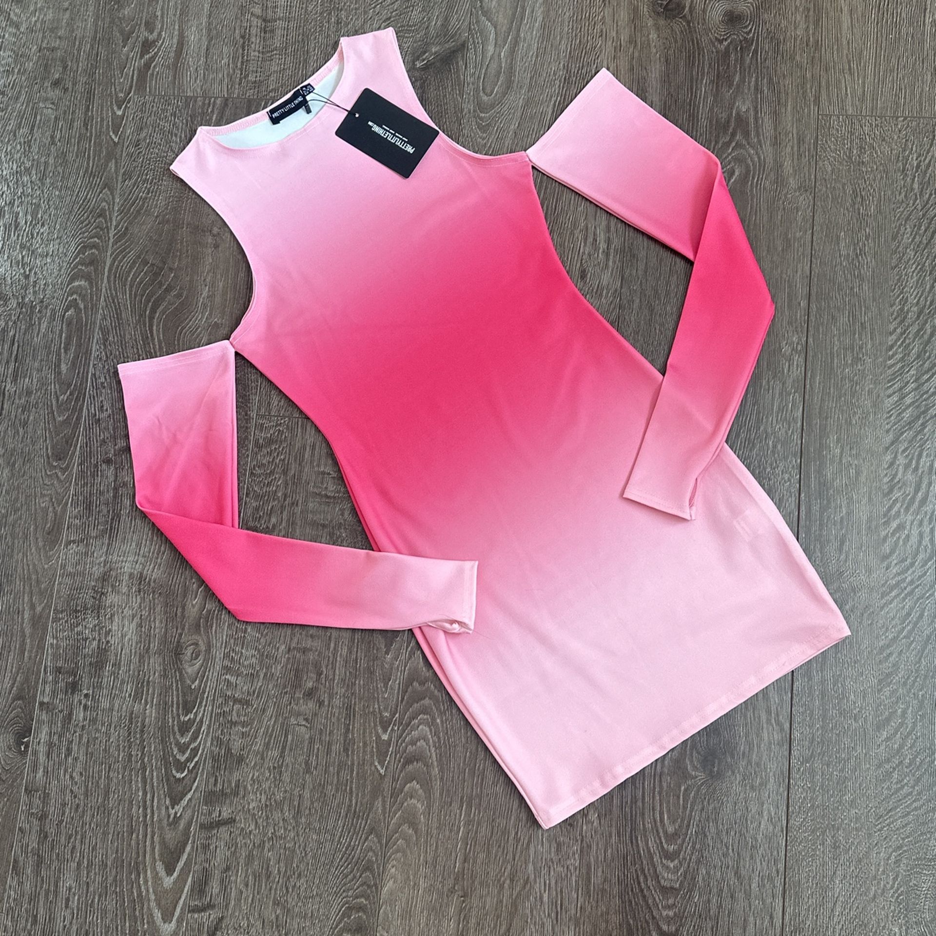 New PLT Pink Gradient Long Sleeve Mini Dress