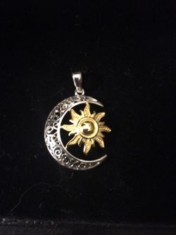 Sterling Silver Sun and Gold Plated Moon Pendant only