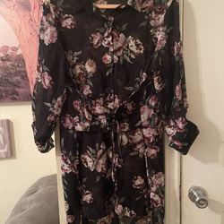 Plus Size Womens Live 4 Truth Black sheer cover up Floral Dress size XL pre-own