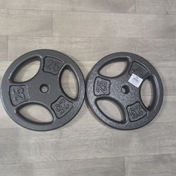 Athletic Works 25lb (2) Black Cast Iron Standard Weight Plate SP25 Black