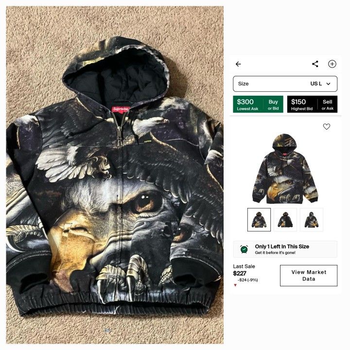 Supreme Eagle Work Hoodie Jacket 