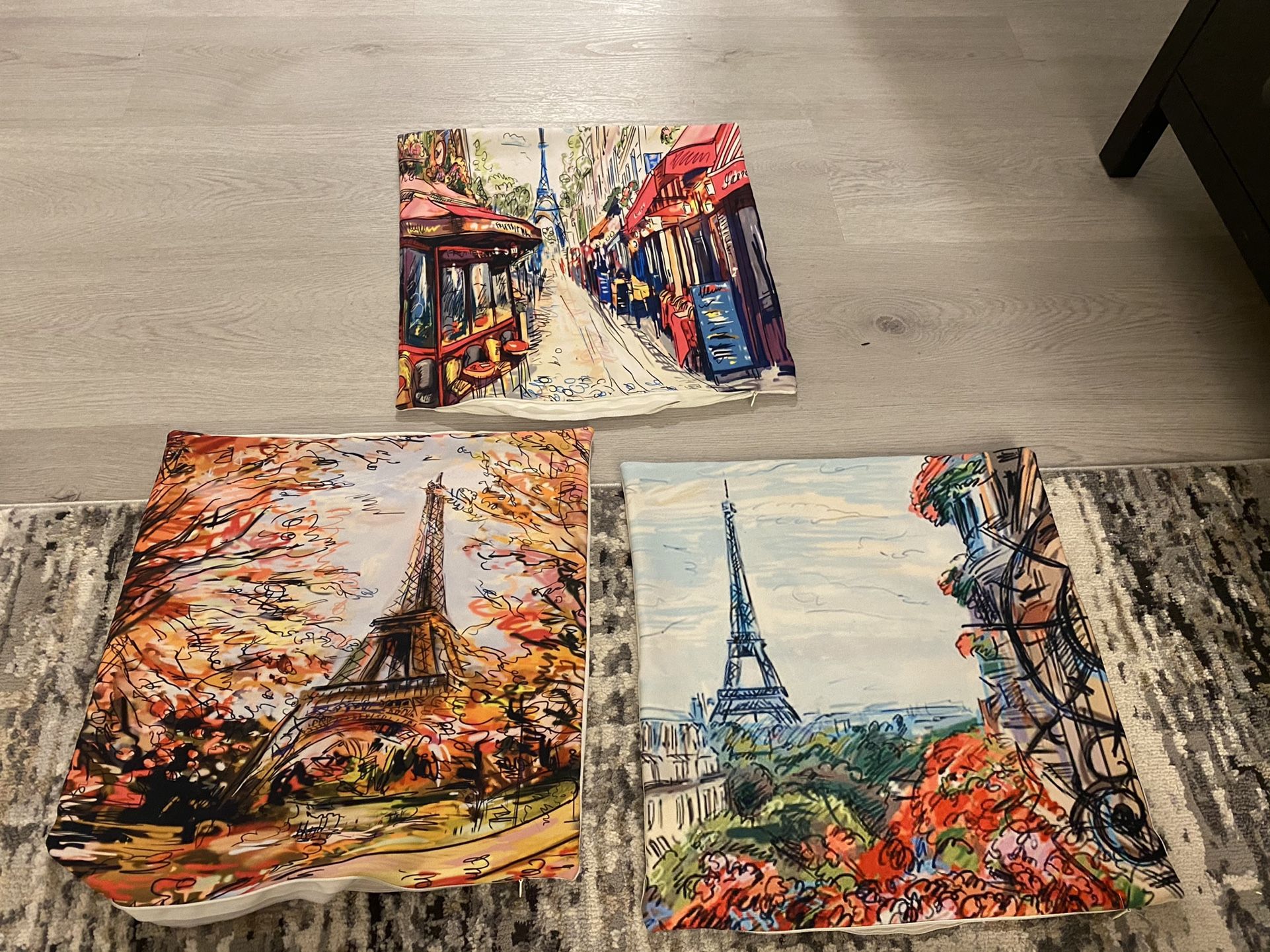 Set Of 3 Paris Pillow Cases