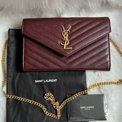 NEW WITH TAGS YSL RED BURGUNDY PURSE DESIGNER BAG WITH TAGS