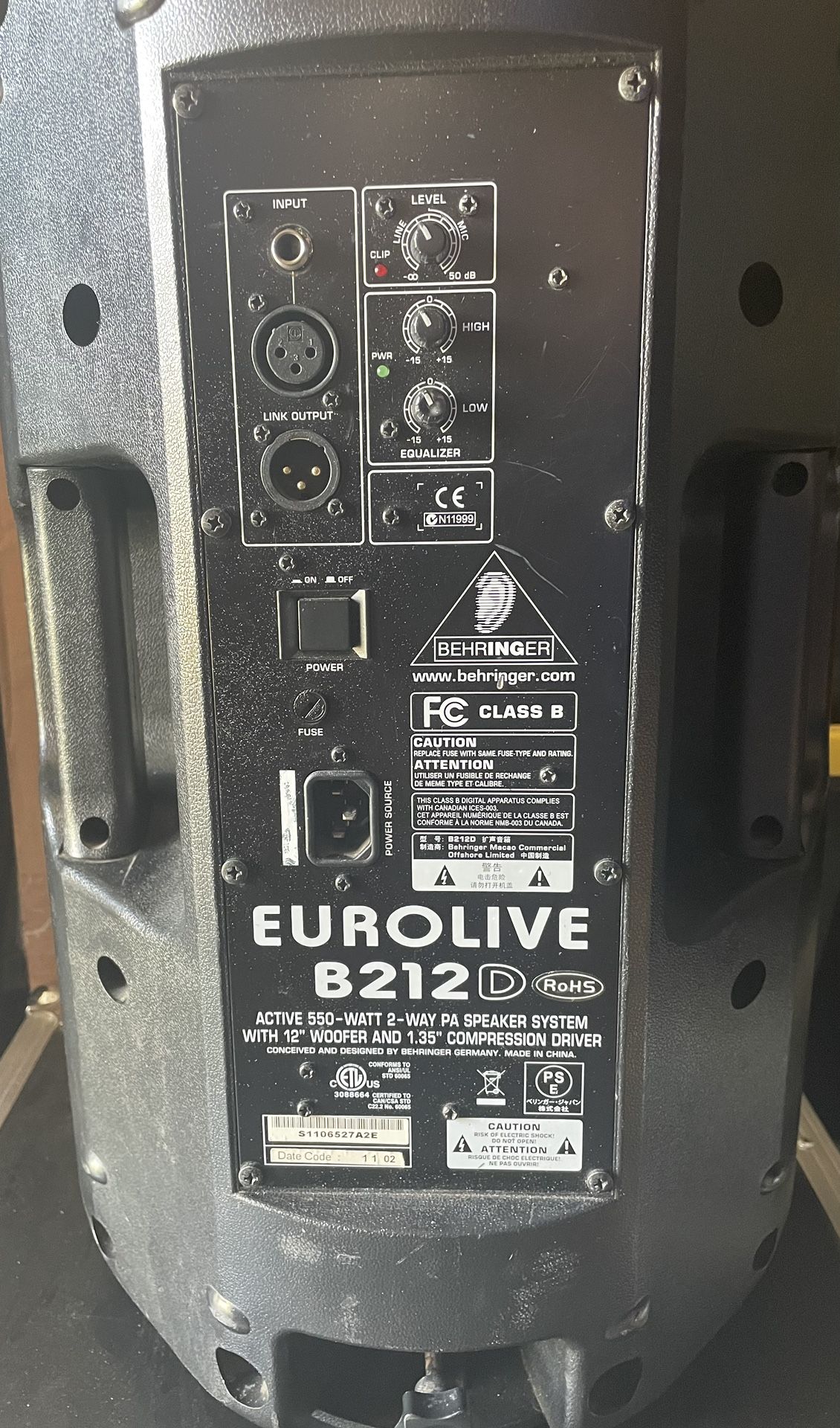Behringer Eurolive B212a Parts