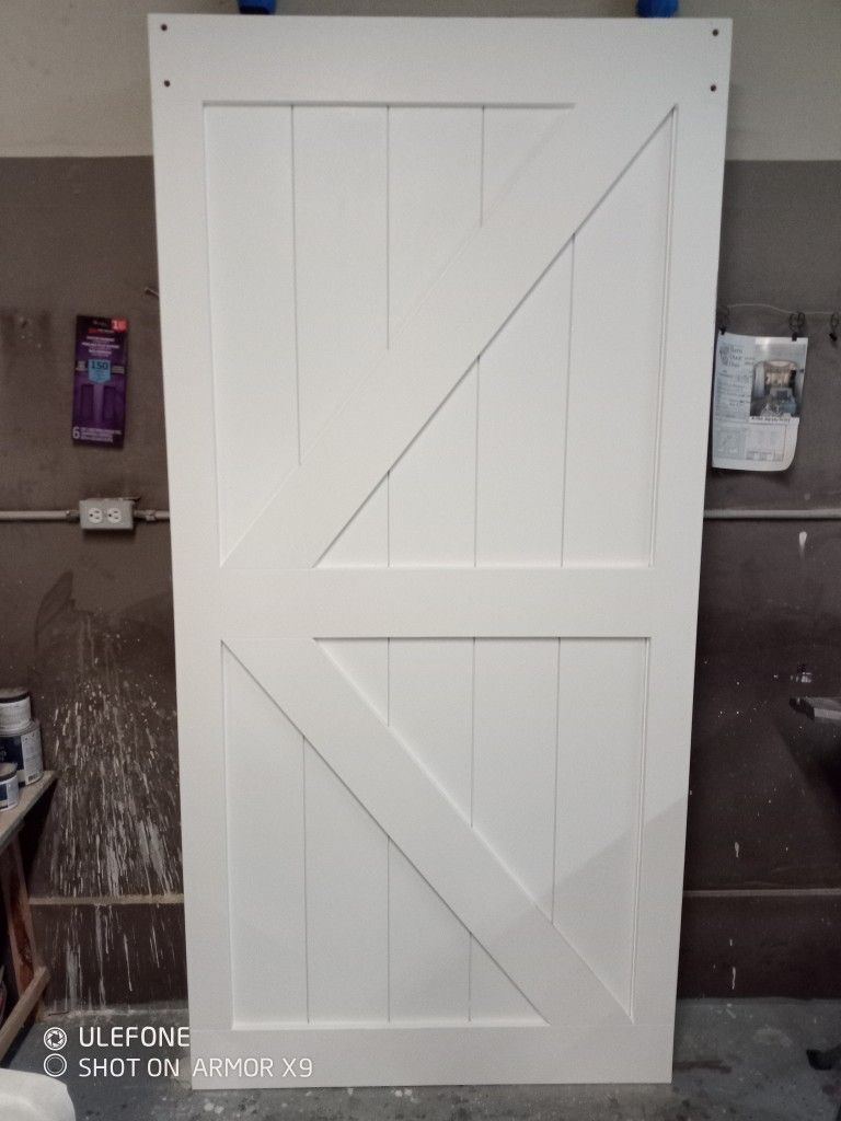 Barn Door 40 Wide 83 Tall Painted White Satin