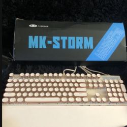 Typewriter Style Mechanical Gaming Keyboard, Wired Mechanical Keyboards,104 Keys Backlit LED Keyboards, Media Control Knob, Wired Computer Keyboard Pi