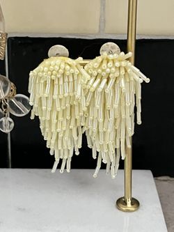 Vintage Iridescent Tube Bead Clip On Earrings