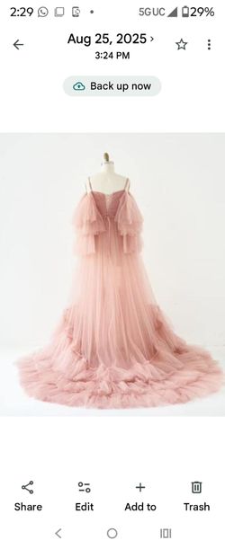Dusty Rose Tulle Gown with Ruffle Train