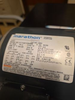 Marathon 3HP 3-Phase Electric Motor – Runs, Loud Noise