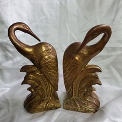 Antique Brass Crain Bookends