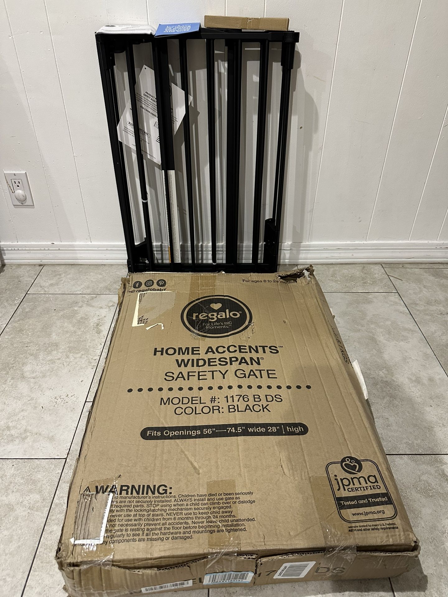 Extra Wide Pet Gate / Baby Gate Fits Openings 56” 74.5”