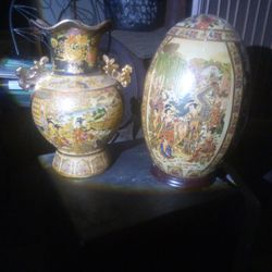 Oriental vase and egg