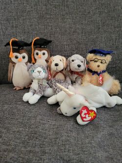 TY Beanie Babies Cat Dog Lamb Rhino Class Of Owl Bear 