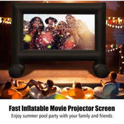 Tangkula 20FT Inflatable Indoor and Outdoor Movie Projector Screen, Blow up Mega Movie Screen with Built-in Blower, Tie-Downs & Storage Bag for Front 