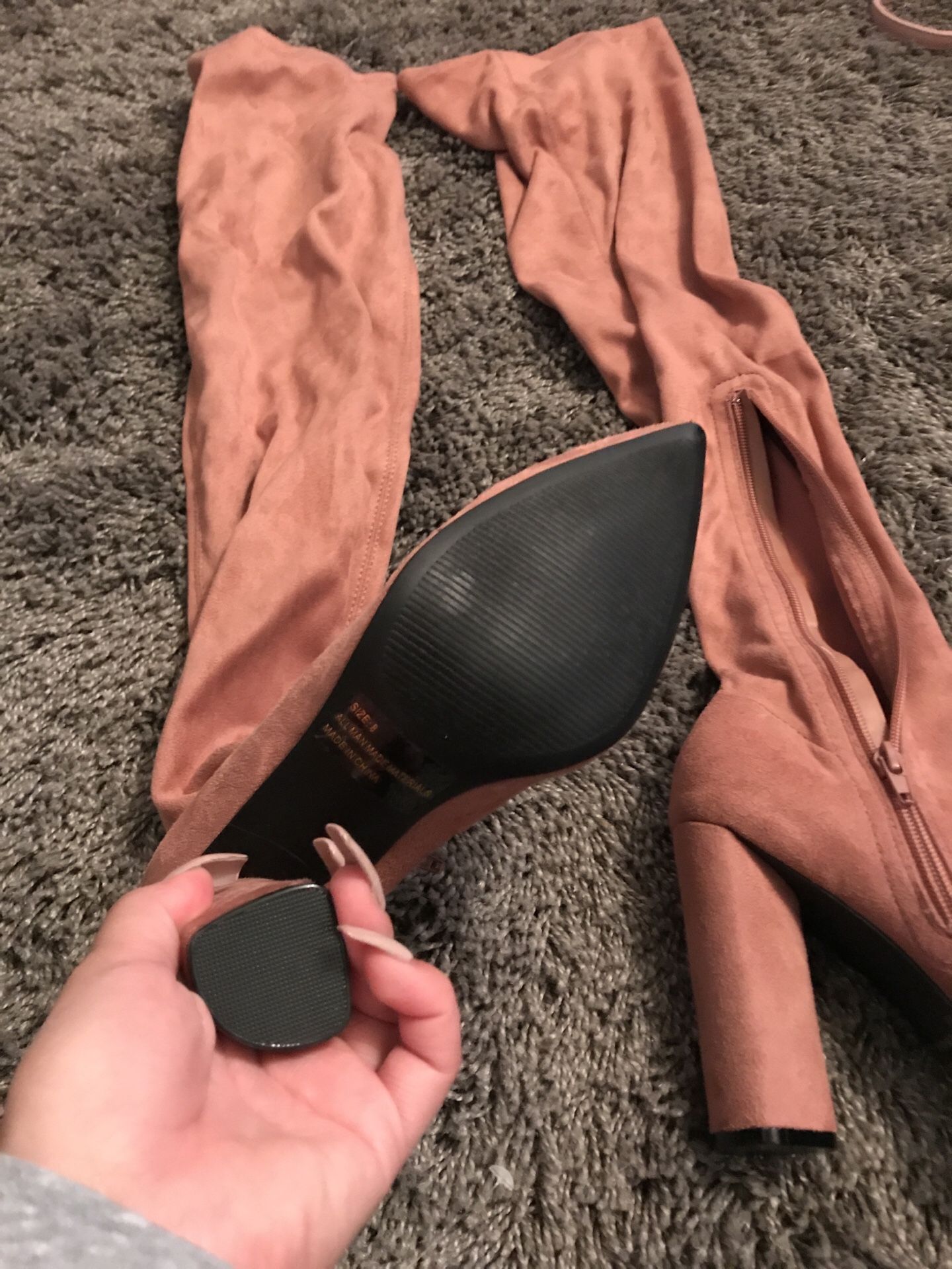 Thigh high muave boots
