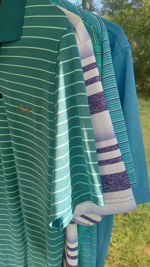 4 Striped Golf Polo's 