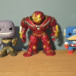 Funko Pop Figure Marvel Lot Thanos Hulkbuster Captain America