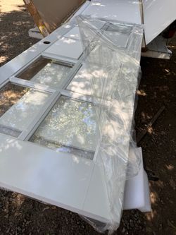 White Fiberglass Entry Door with Glass Panels