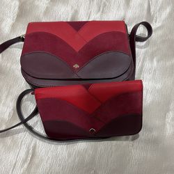 Kate Spade Nadine Patchwork / colorblock flap shoulder-crossbody bag And Wallet