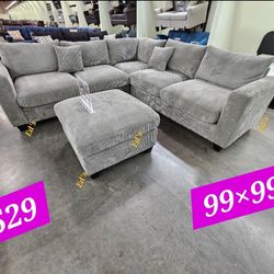 BRAND NEW 4PCS SECTIONAL SOFA SET WITH OTTOMAN AND ACCENT PILLOW INCLUDED $529