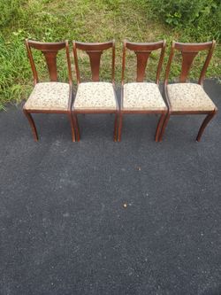 Set of 4 Wood Dining Chairs with Upholstered Seats