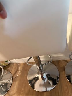 3 White Bar Stools with Chrome Base