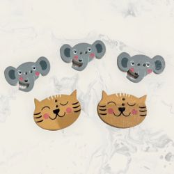 Shape Elephant &Cat Wood Buttons