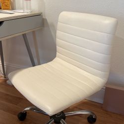 White Leather Rolling Office Chair