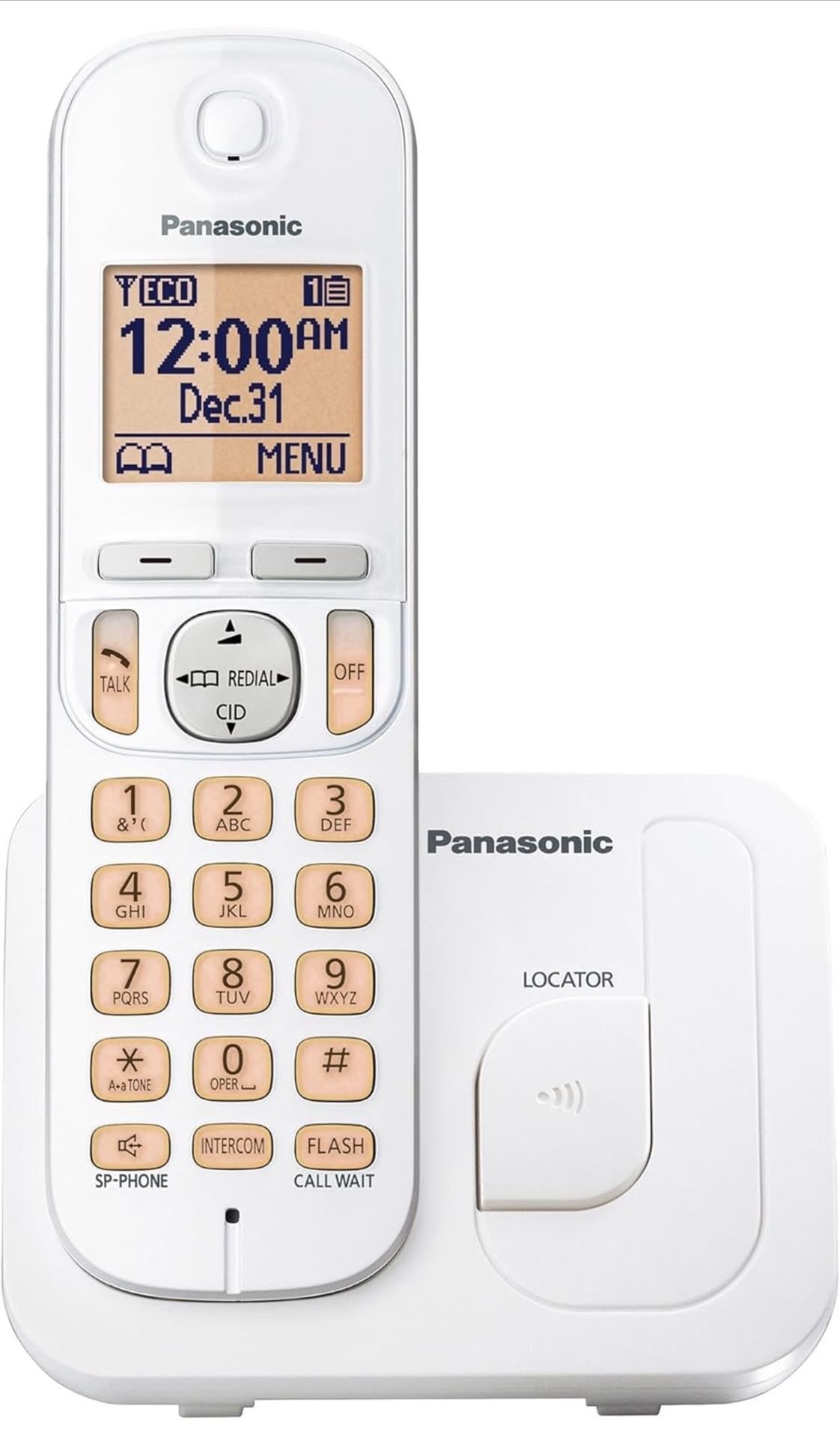 Panasonic Cordless Phone, 1.6" Backlit Display, Call Block, Speakerphone, 10 Hours Talk Time, 1 Handset - KX-TGC200