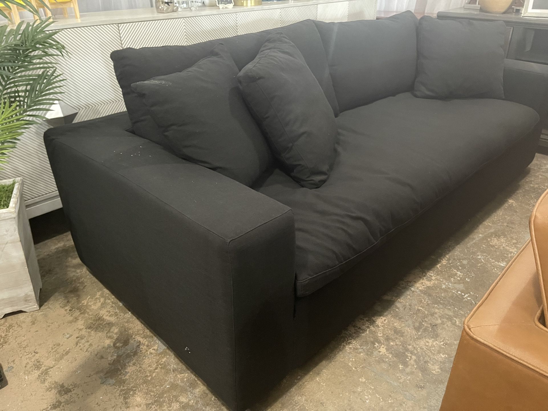 New Black Plush Down Sofa Delivery Available
