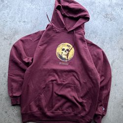 Primitive burgundy hoodie with skull design