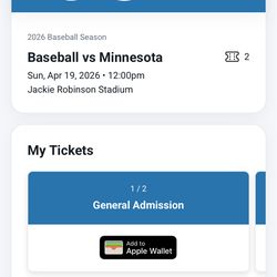 2 UCLA BASEBALL TICKETS