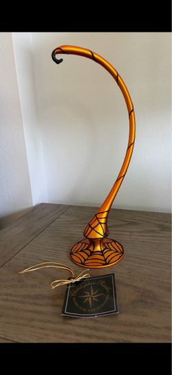Christopher Radko brand new glass spiderweb Halloween ornament stand mint condition