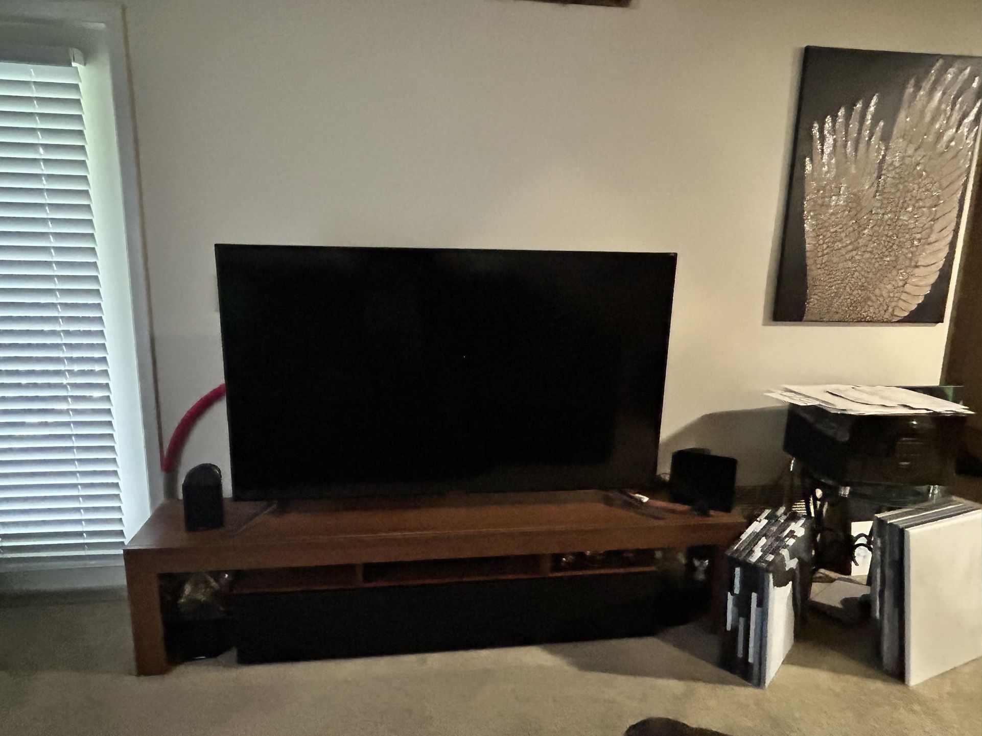 Brown Entertainment Center + 65’ + Surround sounds!!!!