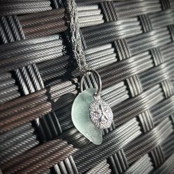 Japanese Half Heart Shaped Sea Glass Necklace 