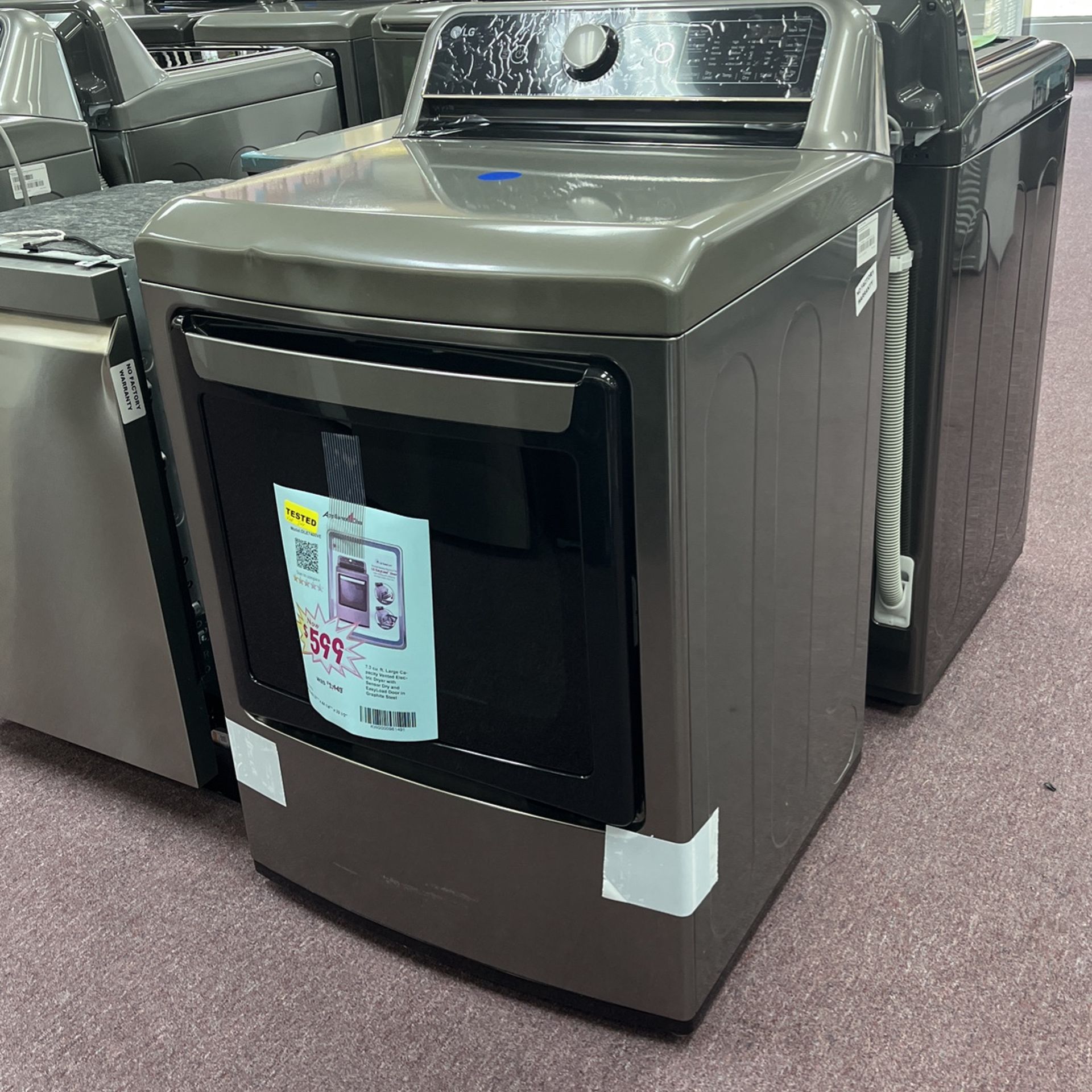 Dryer Lg Silver 27” Wide New Open Box And 1 Year Warranty