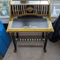 Mackenzie Childs Worker Bee Writing Desk And Matching Queen Bee Chair 