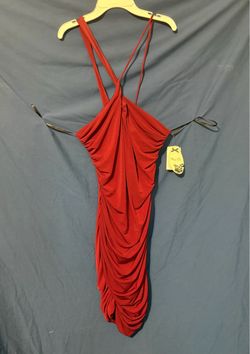 Red Draped Asymmetric Mini Dress