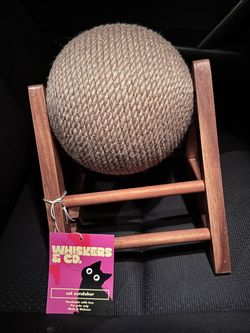 Whiskers & Co. Cat Scratcher Sisal Rope Ball Wooden Stand Modern