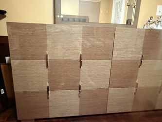 Bedroom Set With Dresser, Mirror, Queen Headboard, And Two End Tables
