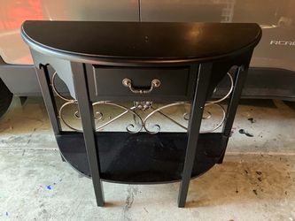 Black Demilune Console Table with Drawer
