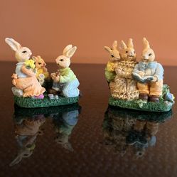 Pair of Vintage Anthropomorphic Bunny Rabbit Figurines After Beatrix Potter 3"