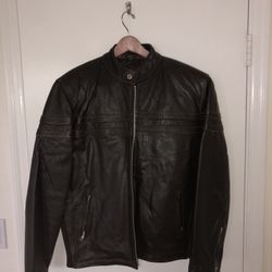 Brown Leather Bomber Jacket